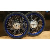 ราคา ชุดล้อน้ำเงิน ขอบ 1.40x17 ใส่ W110i LED รุ่นไมล์ดิจิตอล ดุมกระจกเงา พร้อมยางนอกลายไฟ+ยางใน (48103346749)