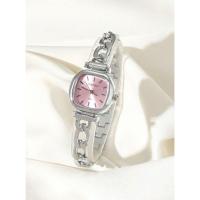 ราคา นาฬิกาข้อมือสำหรับผู้หญิง สายสแตนเลส หน้าปัดสี่เหลี่ยม สุภาพและใช้ได้หลากหลาย, หน้าปัดมุกสีชมพู (47200287735)