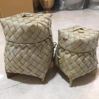 ราคา กล่องข้าวใบตาล กระติ๊บ กระติ๊บข้าวใบตาล กระติบข้าวเหนียว สมุ สานมือ มีฝาปิด มีสาย Brown Leaf Rice Box Hand Woven (14381034645)