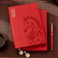 ราคา HUIMAO Year of Horse Notebook, PU หนังหนา Office Journal Diary Notepad, สไตล์จีนแบบพกพาเครื่องเขียนสวมใส่ Class lined NoteBook School (55853892717)
