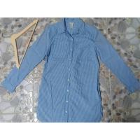 ราคา Aถ424(บดม1 )# ส8 เสื้อเชิ้ตตัวยาวหรือเดรสตัวสั้นลายสก็อตฟ้าริ้วขาวแขนายาวคอปกแต่งกระเป๋าข้างงานป้ายforever รอบเอว :" รอ (25571798354)