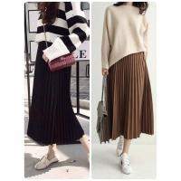 ราคา กระโปรงพลีทขอบเอวสีทอง โทนสีพาสเทล (5877134178)