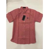ราคา fredperryเสื้อเชิ้ตแขนสั้นสีส้มอิฐ ใส่สบาย (4037253903)