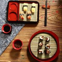 ราคา มัลโคล์ม จานบะหมี่เย็น,อเนกประสงค์พร้อมเสื่อไม้ไผ่จานบะหมี่โซบะ,จานซอสสไตล์ญี่ปุ่นพลาสติกแฟชั่นถาดอาหารซูชิบ้าน (49653508793)