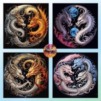 ราคา Diamond Painting 5D DIY มังกร ภาพติดเพชร ตกแต่งผนัง รูปภาพ เสริมทักษะ ฝึกสมาธิ ขนาด WxH 40x40 cm (27979823914)