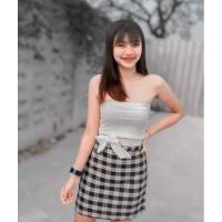 ราคา ชุดเซต2ชิ้น เสื้อ เกาะอก ผูกโบว์เอว+กระโปรง ลายสก็อต (8745364744)