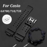 ราคา สายนาฬิกาเรซินกรณี Bezel สําหรับ Casio นาฬิกาดิจิตอล G-shock GA700 GA710 GA735 สร้อยข้อมือซิลิโคนยาง Watchband กรอบกีฬาสายรัดข้อมือสีดําเข็มขัดเครื่องมือสกรู (28226068212)