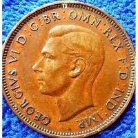 ราคา เหรียญ​ออสเตรเลีย​ Australia, (ยุค​George​VI), 1​/2 Penny, ใช้แล้ว, #​2504 (17112733108)