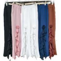 ราคา กางเกงขากระบอกผ้าวูลเวฟ มีกระเป๋า เอว27-40 ผ่าหน้าคู่ แต่งดอกไม้ชีฟอง มีหลายสีให้เลือก (42422758644)