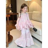 ราคา ชุดเด็กหญิงแฟชั่นปี 2025 แบบชุดดอกไม้สามมิติ กางเกงขากว้างและเสื้อกั๊กแขนกุด (56002721694)