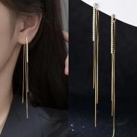 ราคา Korean Crystal Long Tassel Earrings Female Luxury Rhinestone Chain Hanging Pendant Earrings For Women Exquisite Wedding (53300046763)