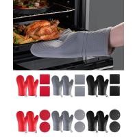 ราคา คุณ ถุงมือครัวกันความร้อนชุดซิลิโคนขอบยาวออกแบบแผ่นกลมสี่เหลี่ยม (40027899722)