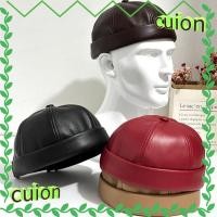 ราคา CUION1413 หมวก Landlord, หมวก Retro Brimless ปรับ, Casual PU หนังสีทึบ Melon Skin Caps (49402952293)