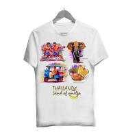 ราคา เสื้อยืดราคาถูก เสื้อยืดลายไทย เสื้อลายไทย 4 ลาย ช้างไทย มวยไทย ผลไม้ไทย ตุ๊กตุ๊กไทย (27052415661)