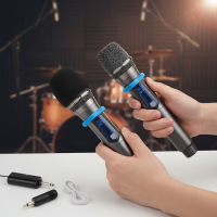 ราคา ชุดไมโครโฟนไร้สายแบบถือสองมือระดับมืออาชีพ ความถี่ UHF สําหรับคาราโอเกะสดและวีดิโอเกะ (56550794835)