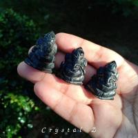 ราคา หยกดำ | Jade #เนื้ออ่อน แกะสลักรูปพระพิฆเนศ สูง 2.9 เซนติเมตร ส่องไฟติดสีเขียว (16628593494)