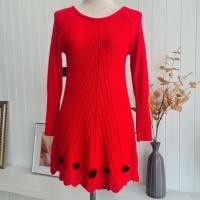 ราคา เสื้อไหมพรมแขนยาวสีแดง ชายเสื้อบาน ผ้าไม่หนา เดรสไหมพรมคอกลมแขนยาวสีแดงสด ใส่วันคริสต์มาส หรือใส่ไปเที่ยว (47154664117)