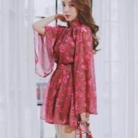 ราคา จั้มสูทสั้นลายดอกทรงกิโมโนผูกโบว์ด้านหลัง (1937200067)