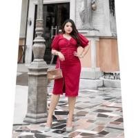 ราคา เดรสสีแดง แต่งจีบช่วงอก กระดุมผ่าหน้า ป้าย CURVY GAL ไซต์ XL (19479802574)