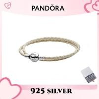 ราคา สร้อยข้อมือ Pandora หนังแท้ สีครีม ทำจากเงินสเตอร์ลิง 순 925% (43826061383)