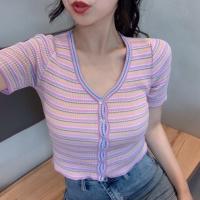 ราคา เสื้อครอปสายรุ้งเกาหลี (2883867598)