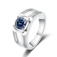ราคา 1ct/2ct sapphire blue moissanite diamond men rings for gift (27514128776)