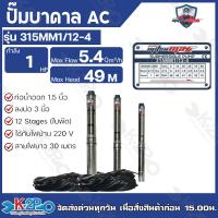 ราคา Mitsumax ปั๊มบาดาล 1HP (1แรงม้า) ท่อออก 1.5 นิ้ว 12 ใบพัด สำหรับลงบ่อ 3 นิ้ว แถมฟรีสายไฟ 30 เมตร รุ่น315MM1/12-4 (18883105560)