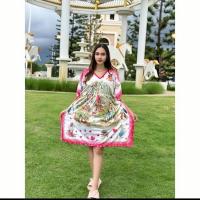 ราคา เดรสทรงปีกผีเสื้อ ลายกระต่าย แต่งขอบสีชมพู สาวอวบ ไซส์ใหญ่ (28004635215)