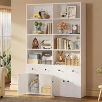 ราคา 78.7 ตู้หนังสือ 4 ลิ้นชักและ 4 ประตู, 6 ชั้นชั้นวางหนังสือขนาดใหญ่พร้อมที่เก็บ, ชั้นยืนชั้นวางจอแสดงผล Tr (42576278087)