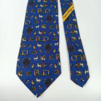 ราคา เนคไท มือสอง Salvatore Ferragamo Men's Silk Tie Blue Novelty Horse Print Made in Italy (28340473718)