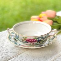 ราคา *มีตำหนิ* ชุดถ้วยซุป Booths "Floradora" Soup/Cream Bowl and Saucer Made in England (A8042) ชามซุป ถ้วยซุป ชามอังกฤษ (19103351944)