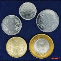 ราคา เหรียญ อินเดีย INDIA ครบชุด 5 เหรียญ ใหม่เอี่ยมแกะถุง 100% UNC ดอกบัว 50ไปซา -10 รูปี ปี 2011 สำหรับสะสม (15748679283)