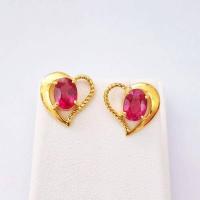 ราคา ต่างหูพลอยทับทิมแท้ พลอยสวย 2.5 กะรัต ตัวเรือนทองคำแท้ 90% ต่างหูสไตล์เม็ดเดี่ยวดีไซน์รูปหัวใจ มีใบรับประกัน (13622105034)