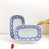 ราคา จานเซรามิค จานชาม จานปลา จานทรงตื้น จานลายไทย จานใส่ปลา ขนาด 8-10นิ้ว ลายคราม ลายไทย เข้าไมโครเวฟได้ (24758307754)