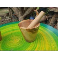 ราคา ครกไม้ทรงโบราณสีธรรมชาติ พร้อมสาก ขนาด 6 นิ้ว (21683037444)