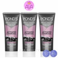 ราคา (50g/แพ็ก 3 ชิ้น) Pond's พอนด์ส โฟมล้างหน้า ไบรท์ มิราเคิล ดีท็อกซ์ชาร์โคล (ดำ) สูตรดีท็อกซ์ (23163770871)