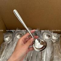 ราคา 304 ช้อนซุปสแตนเลสเกรดอาหารในครัวเรือนสไตล์เกาหลีหนาช้อนหัวกลมด้ามยาว (40313304135)