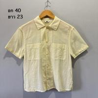 ราคา เสื้อเชิ้ตผ้าฝ้ายลินินสีเหลืองอ่อน uniqlo u น่ารักมากกค่า (28532206673)