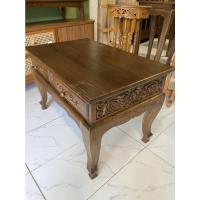 ราคา โต๊ะกลาง โต๊ะข้าง ไม้สัก แกะสลัก 2ลิ้นชัก คลาสิค วินเทจ (16974538193)