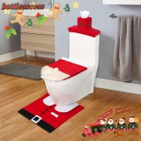 ราคา BOTTLEACCESS ผ้าคลุมฝาชักโครกคริสต์มาส, ผ้าคลุมที่นั่งชักโครกโพลีเอสเตอร์ Snowman, กวางเอลก์พิมพ์ซานตาน่ารักชุดฝาชักโครกปี (44652736001)