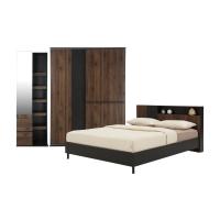 ราคา INDEX LIVING MALL ชุดห้องนอน รุ่นฮาร์เวสท์ ขนาด 6 ฟุต (เตียงนอน+ตู้บานสไลด์ ขนาด 160 ซม.+โต๊ะเครื่องแป้ง) - สีดาร์ก อิโบนี่/เฮเซล วอลนัท (18441128906)