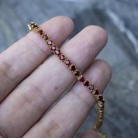 ราคา กำไลข้อมือพลอยโกเมนจันทบุรี (Garnet) เรือนเงินแท้92.5%ชุบทองขนาดพลอย 3 มิล ความยาว 18 ซม.มีใบรับประกันสินค้าจากทางร้าน (15020506680)