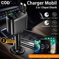 ราคา ที่ชาร์จแบตในรถ 200W ชาร์จเร็วสุด USB Type C 4 พอร์ตจอแสดงผลดิจิตอล (53904994229)