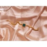 ราคา Brooklyn Green Bracelet กำไลข้อมือ พลอยสีเขียว ชุบทองคำแท้18K (11437998895)