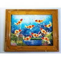 ราคา ภาพแขวนเสริมฮวงจุ้ย กรอบรูปไม้สักทอง พร้อมรูปปลาคาร์ฟ 9 ตัว ขนาด 46 X 58 ซม. # No.2 (1625246981)
