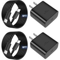 ราคา 45W USB C Fast Charger ใช้งานร่วมกับ Samsung Galaxy S25 Ultra 2Pack Fast Charging 6FT USB C สําหรับ S25/S24/S23/S22,Z พับ 5 6/Z Flip 5 6 Tab S10/S9/S8 PPS8 Wall Charger PPS8 (45052510201)