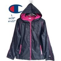 ราคา j มือสอง Champion เสื้อกันลม เสื้อฮู้ด สีดำ แบรนด์แชมเปี้ยน Champion windbreaker เสื้อแจ็คเก็ตกันลมแชมเปี้ยน (42852939051)