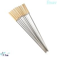 ราคา รวดเร็วบันทึก 10ชิ้น/เซ็ตแบนบาร์บีคิวเสียบไม้,35เซนติเมตรด้ามไม้สแตนเลสบาร์บีคิวติด,บาร์บีคิวเครื่องมือกันลื่นนํามาใช้ใหม่ต่อต้านลวกแบนบาร์บีคิวเข็มบ้านประ (24541362250)