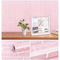ราคา Meedee Wallpaper วอลล์เปเปอร์ติดผนัง ลายกำแพงอิฐ สีชมพู (1978036683)