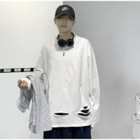 ราคา เสื้อยืดคอกลมขาดผู้ชายและผู้หญิงคุณภาพสูงสีดําและสีขาวเกาหลีฤดูใบไม้ร่วงฤดูหนาวเสื้อแขนยาว (42658823316)